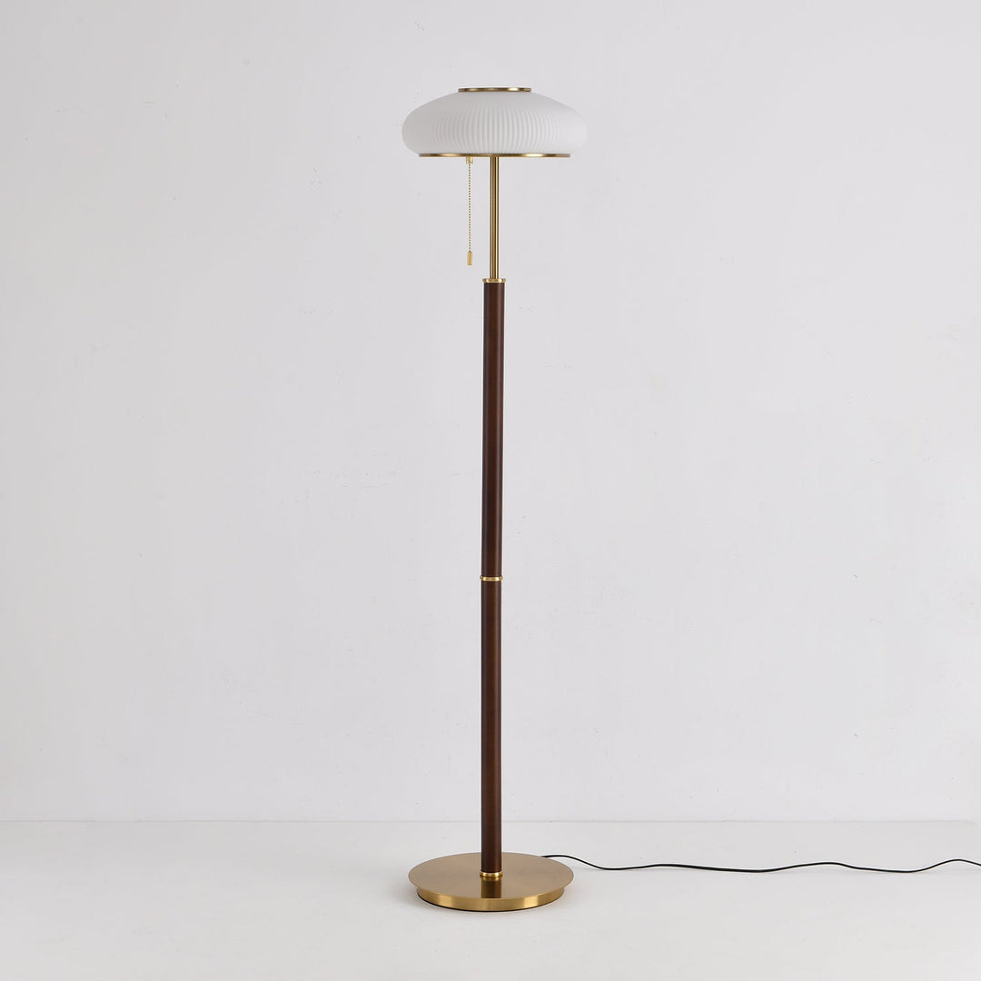 WalnutGlow | Elegant Modern Brass Floor Lamp for Living Room 3