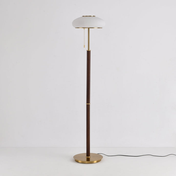 WalnutGlow | Elegant Modern Brass Floor Lamp for Living Room 3