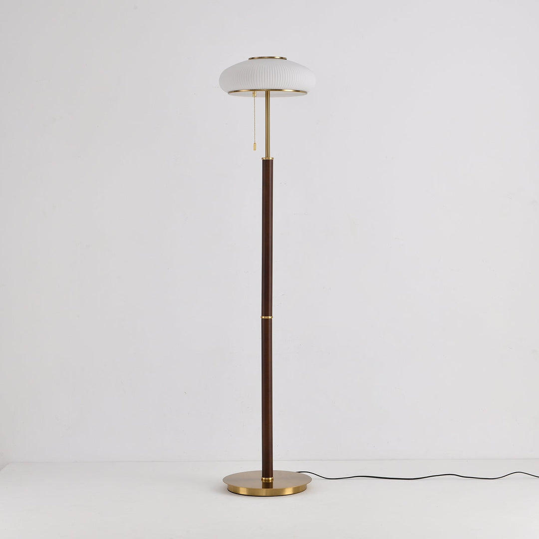 WalnutGlow | Elegant Modern Brass Floor Lamp for Living Room 4