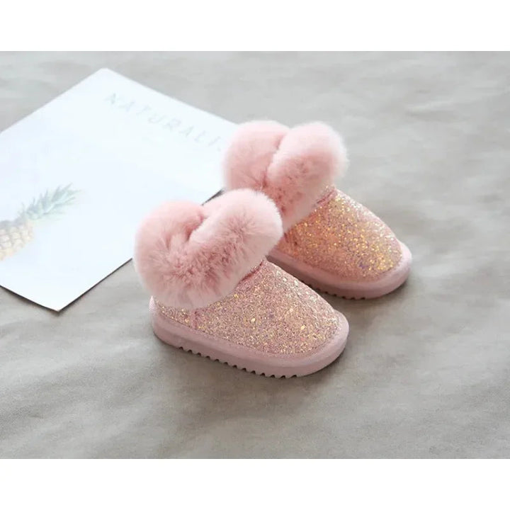 Warme Glitter Kinder Winterschoenen met Fleece Voering – Comfortabel en Stijlvol in Roze, Maten 25-30 0