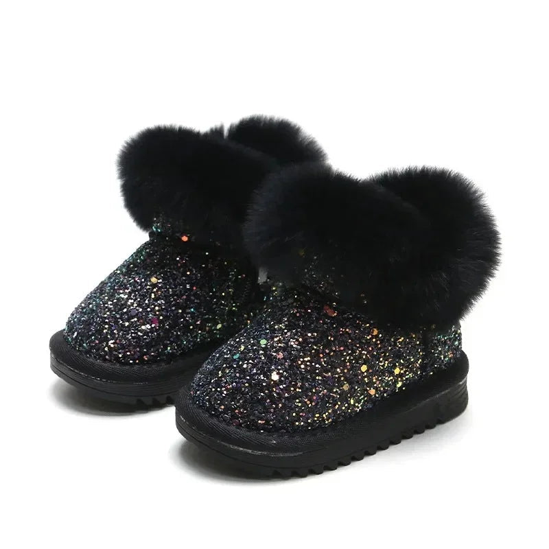 Warme Glitter Kinder Winterschoenen met Fleece Voering – Comfortabel en Stijlvol in Roze, Maten 25-30 3