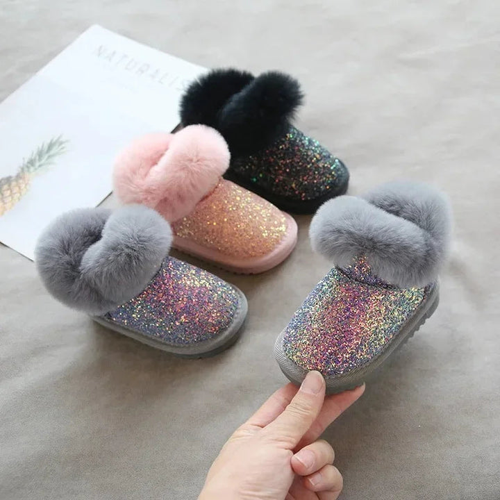 Warme Glitter Kinder Winterschoenen met Fleece Voering – Comfortabel en Stijlvol in Roze, Maten 25-30 4