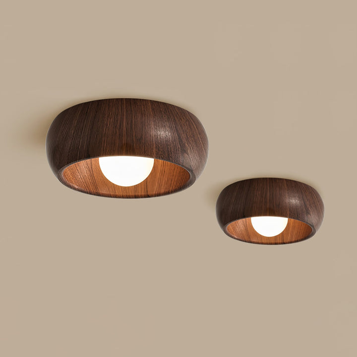 Wazumi | Modern Elegant Wood Flush Ceiling Light Fixture with Integrated LED 6