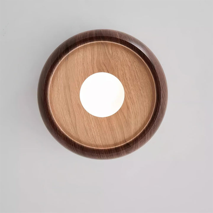 Wazumi | Modern Elegant Wood Flush Ceiling Light Fixture with Integrated LED 8
