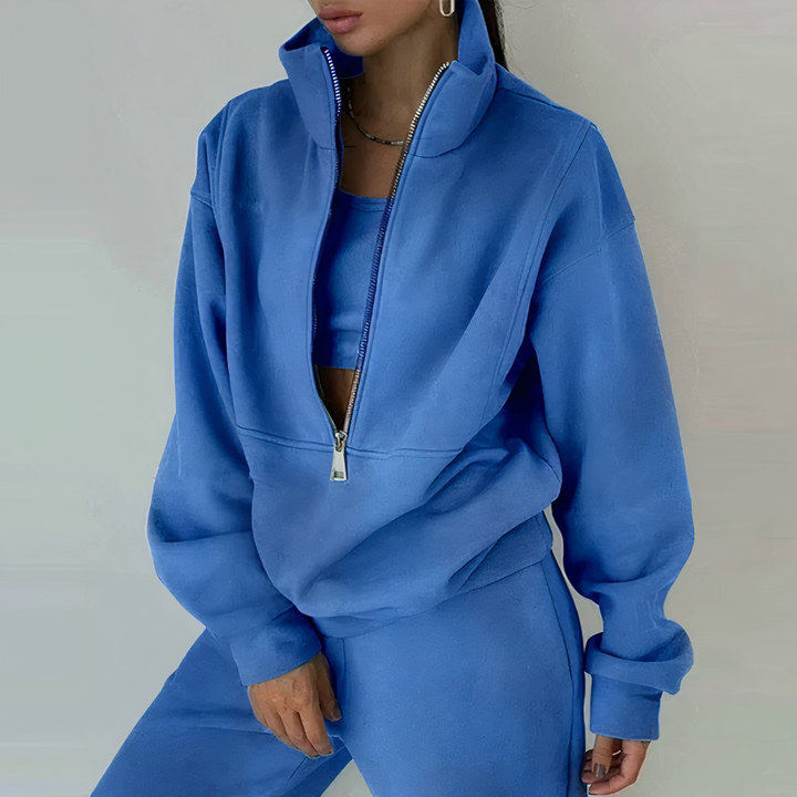 Women's 2-Piece Tracksuit Set with Half-Zip Pullover and Joggers 5