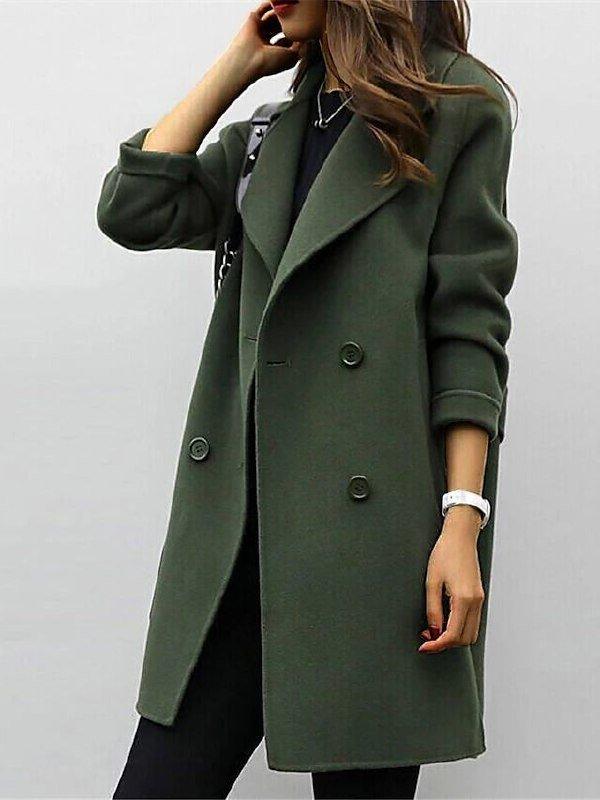 Women's Double-Breasted Trench Coat with Notched Lapel 0