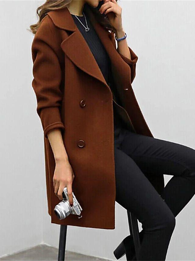 Women's Double-Breasted Trench Coat with Notched Lapel 2
