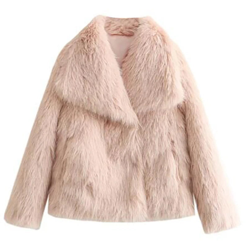 Women's Faux Fur Short Jacket - Warm Lightweight Winter Coat for High Street Fashion 12