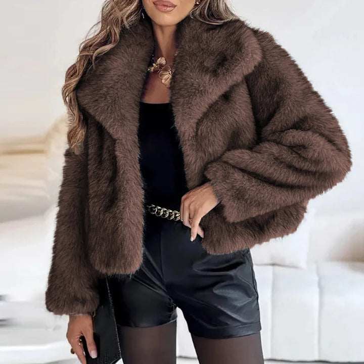 Women's Faux Fur Short Jacket - Warm Lightweight Winter Coat for High Street Fashion 4