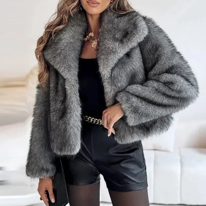 Women's Faux Fur Short Jacket - Warm Lightweight Winter Coat for High Street Fashion 6