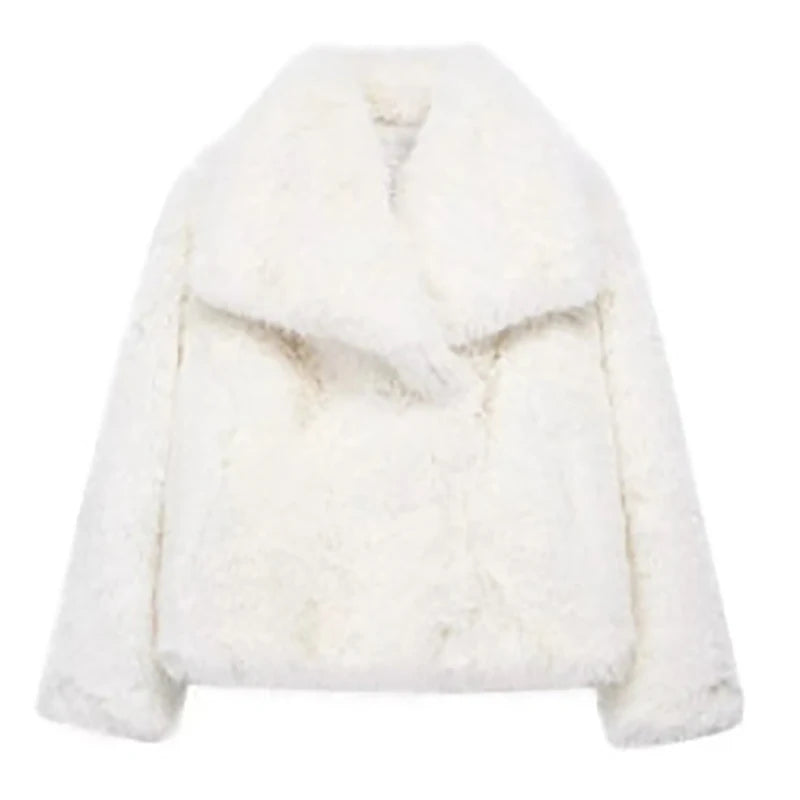 Women's Faux Fur Short Jacket - Warm Lightweight Winter Coat for High Street Fashion 7