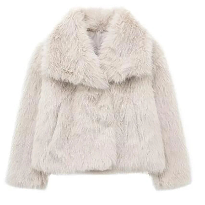 Women's Faux Fur Short Jacket - Warm Lightweight Winter Coat for High Street Fashion 8