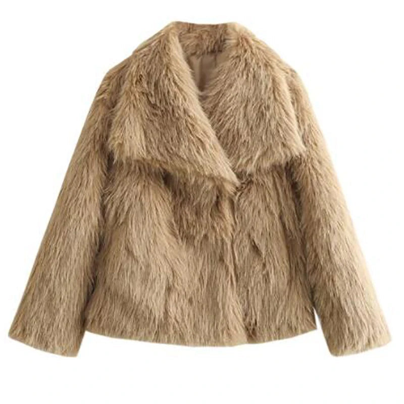 Women's Faux Fur Short Jacket - Warm Lightweight Winter Coat for High Street Fashion 9