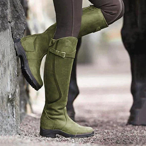 Women's Knee-High Waterproof Boots with Buckle Strap and Grip Sole 4