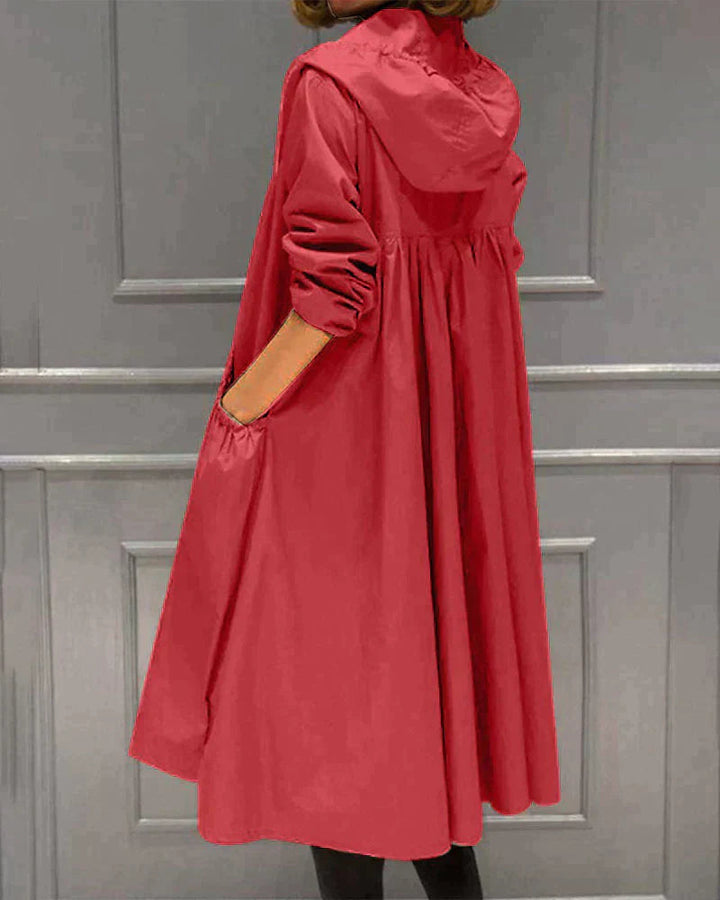 Women’s Knee-Length Waterproof Coat – Casual Hooded Jacket with Zip Front 5