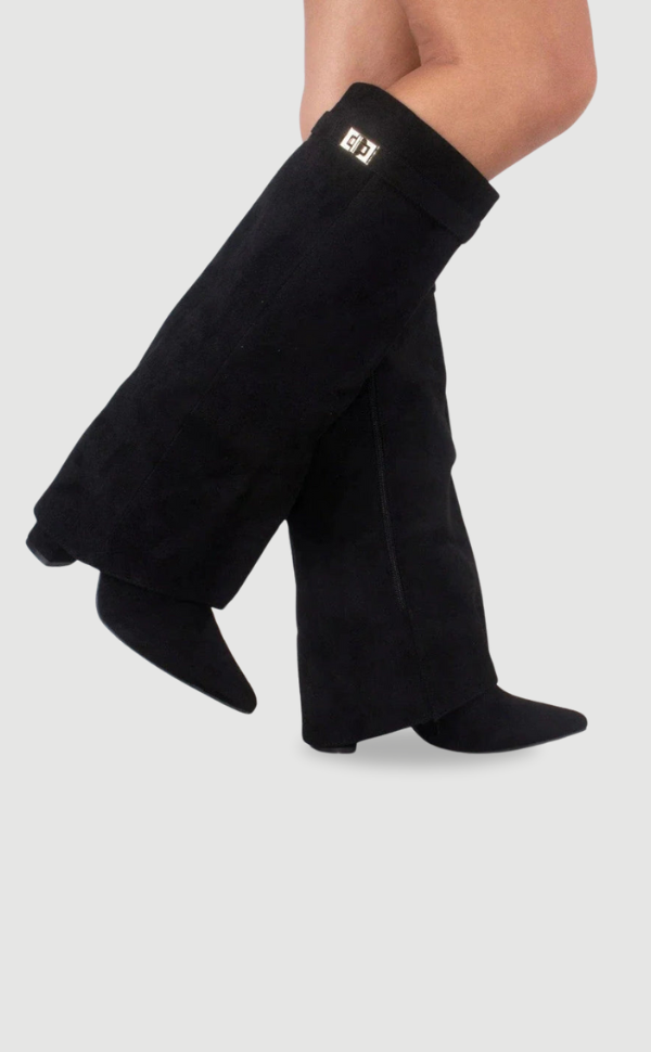 Women's Knee High Boots with Wide Flare Top and Block Heel 0