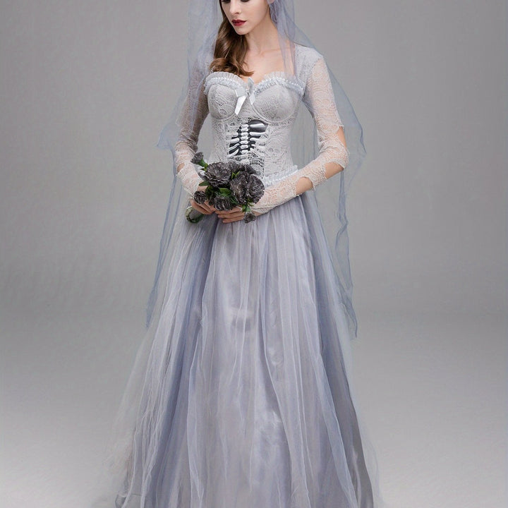 Women’s Lace Maxi Dress | Gothic Corpse Bride Halloween Costume 0