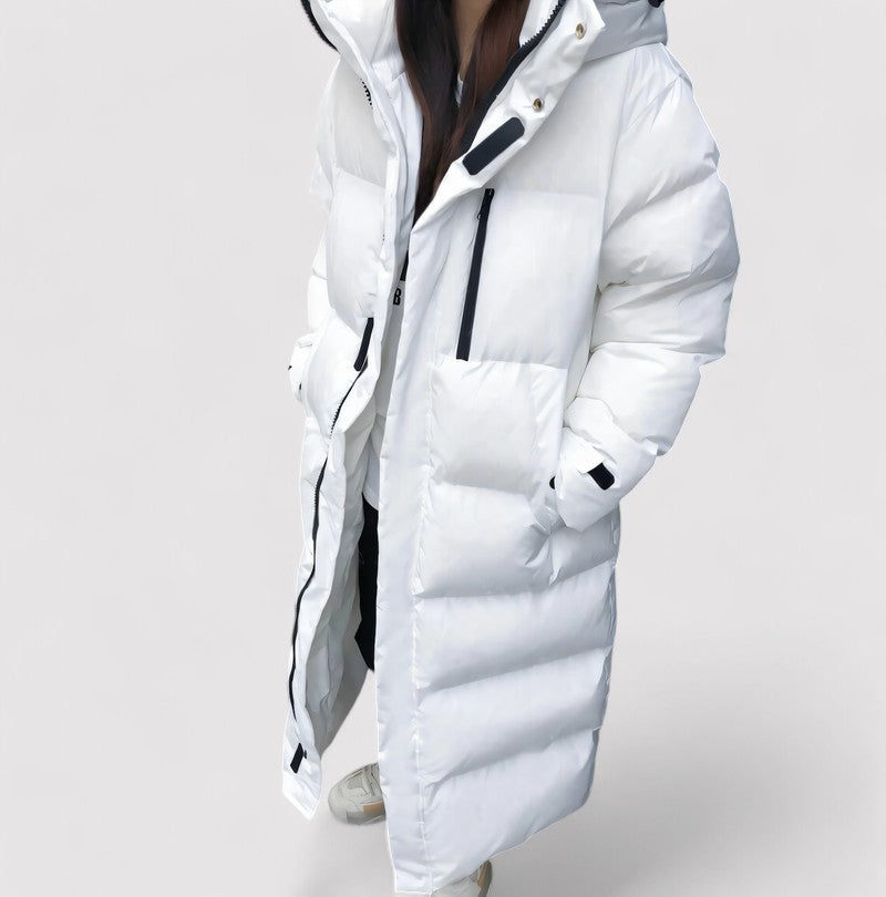 Women's Long Black Waterproof Hooded Puffer Parka Jacket 4