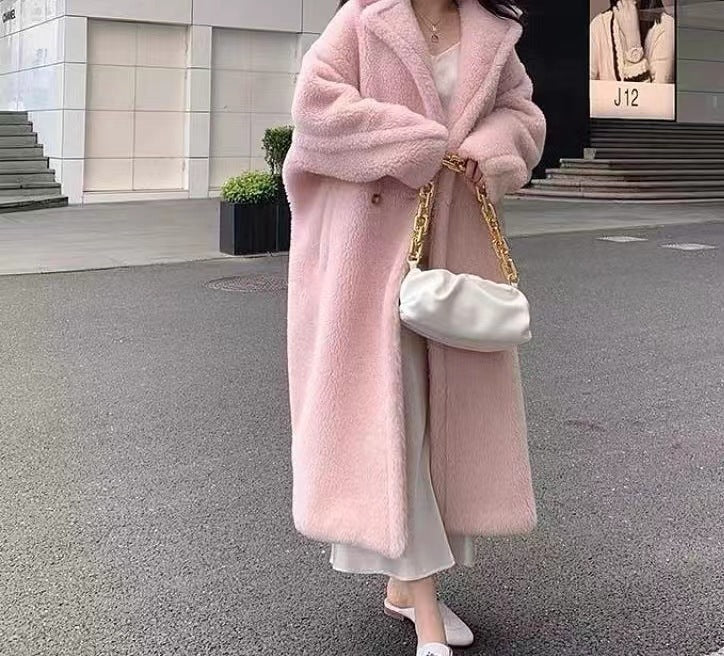 Women’s Long Oversized Teddy Coat – Double-Breasted Faux Fur Outerwear for Cold Weather Comfort 3