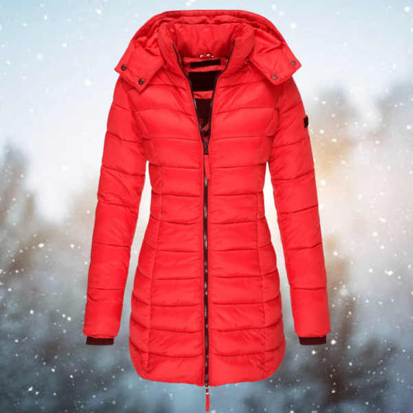 Women's Puffer Winter Jacket with Hood and Full-Length Zip 4