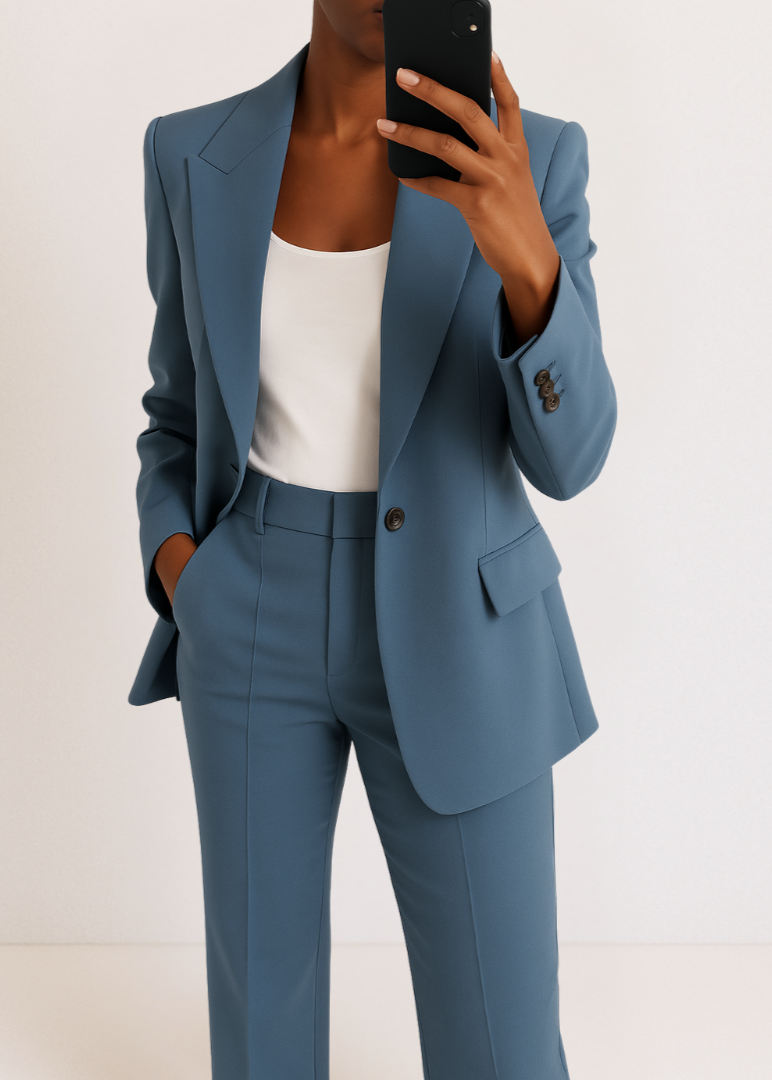 Women's Tailored Two-Piece Pantsuit Set with Blazer and Trousers 0