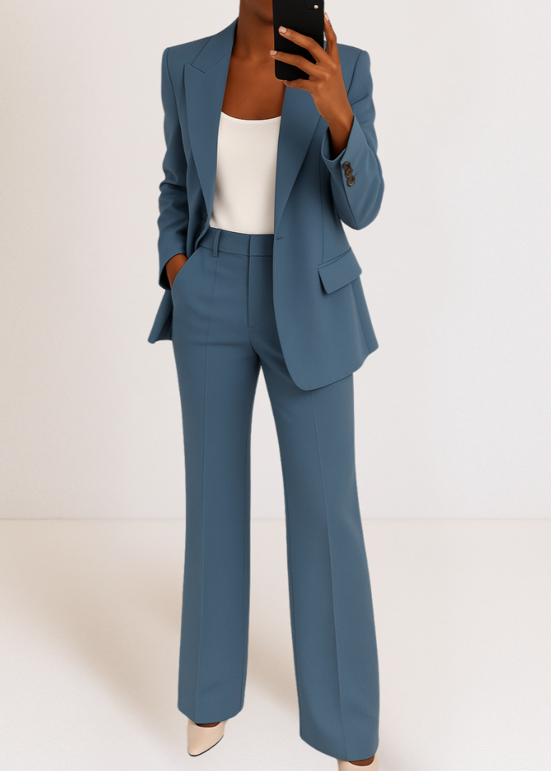 Women's Tailored Two-Piece Pantsuit Set with Blazer and Trousers 1