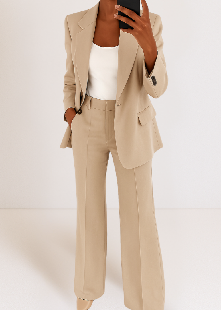 Women's Tailored Two-Piece Pantsuit Set with Blazer and Trousers 2