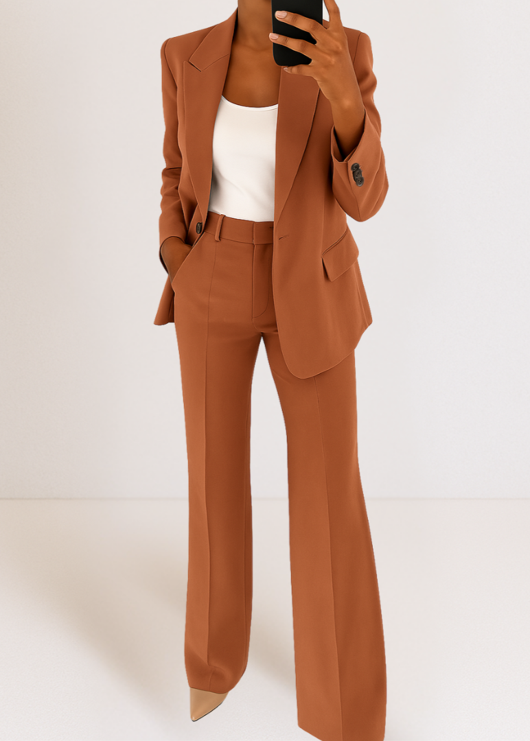 Women's Tailored Two-Piece Pantsuit Set with Blazer and Trousers 4
