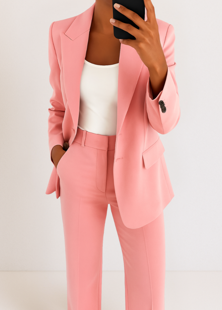 Women's Tailored Two-Piece Pantsuit Set with Blazer and Trousers 7