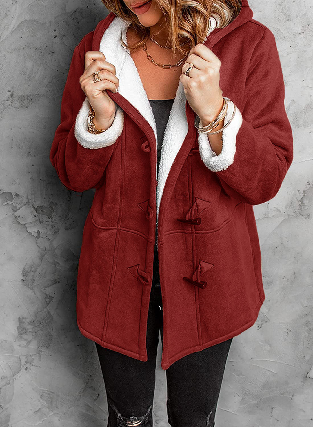Women's Toggle Winter Coat with Hood and Warm Lining 2
