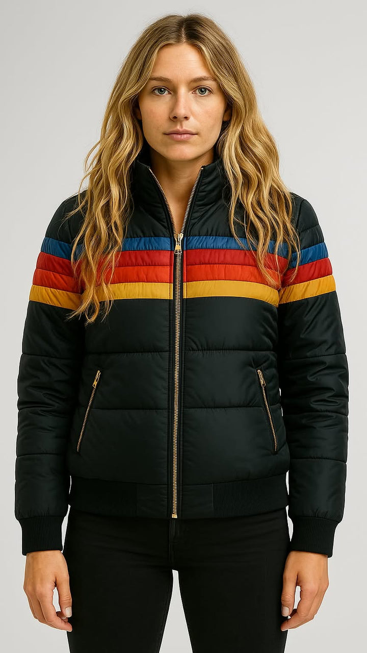 Women’s Waterproof Puffer Jacket – Colorblock Hooded Winter Coat 2