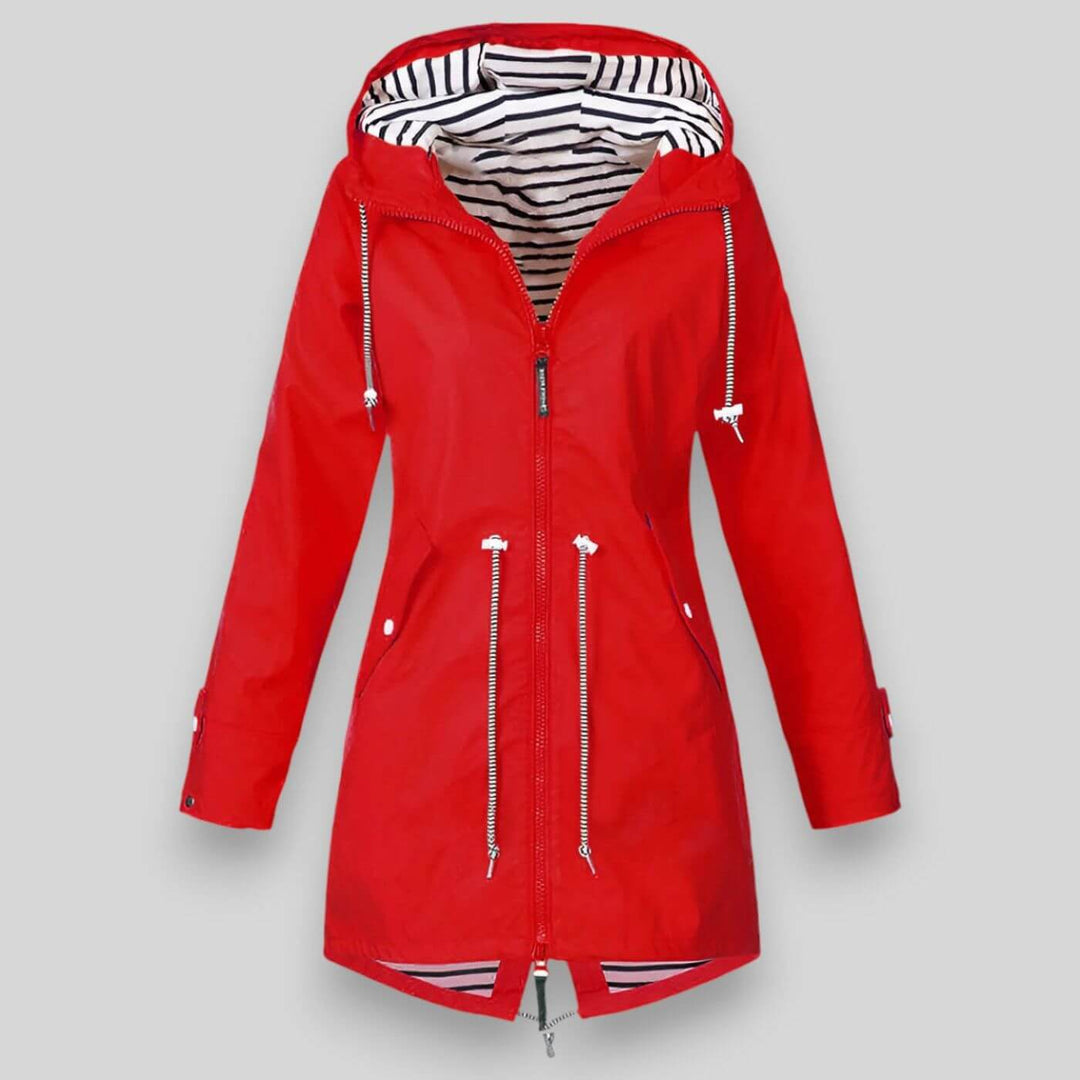 Women's Waterproof Rain Jacket with Drawcord Waist and Hooded Zip 2