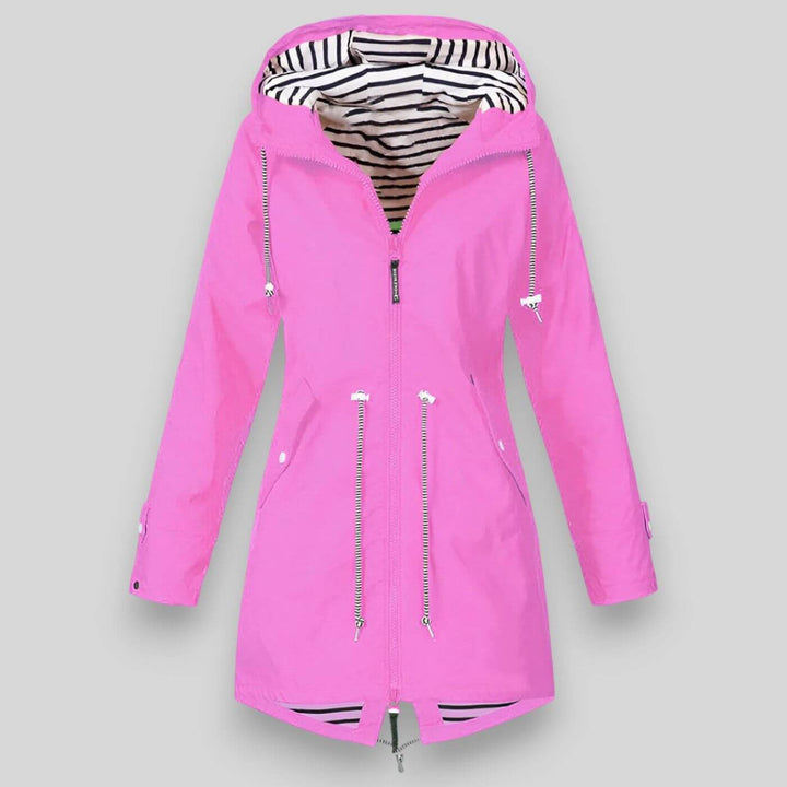 Women's Waterproof Rain Jacket with Drawcord Waist and Hooded Zip 3