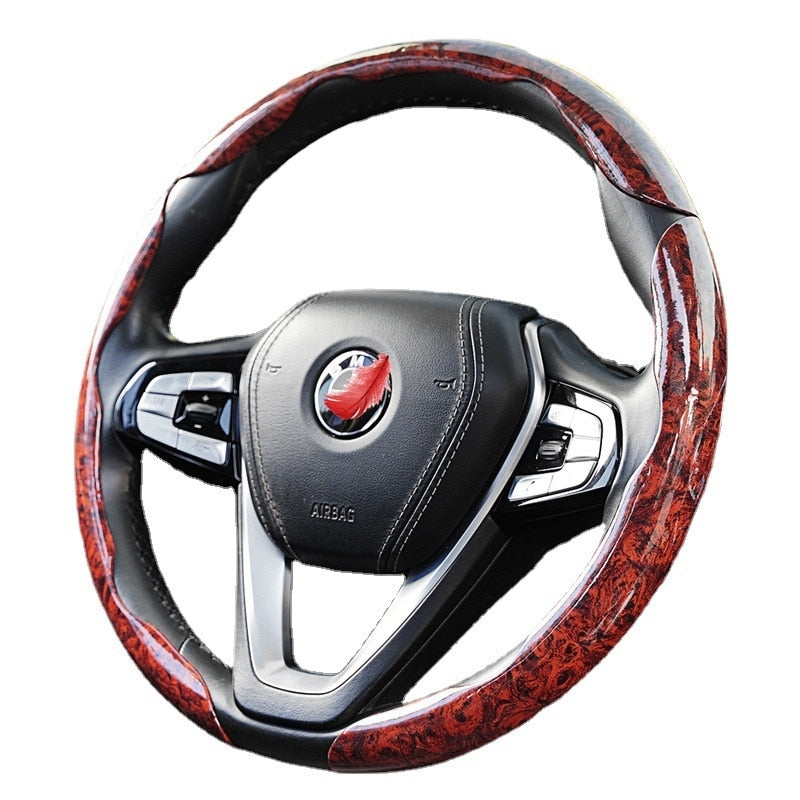 WoodGrain Luxe | Stylish Non-Slip Universal Steering Wheel Cover 5