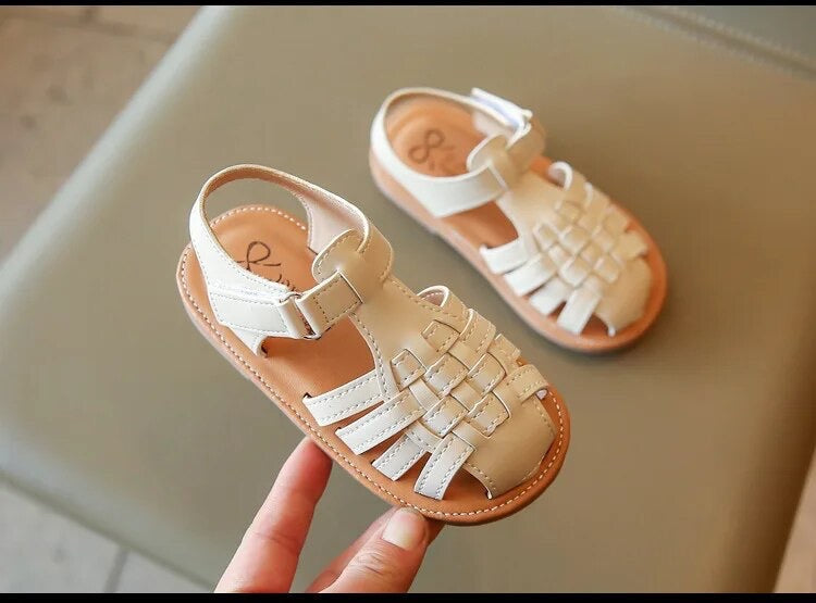 Woven Children's Sandals, Lightweight Breathable Design, Anti-Slip Sole, Adjustable Velcro Closure, Size 21-29 0