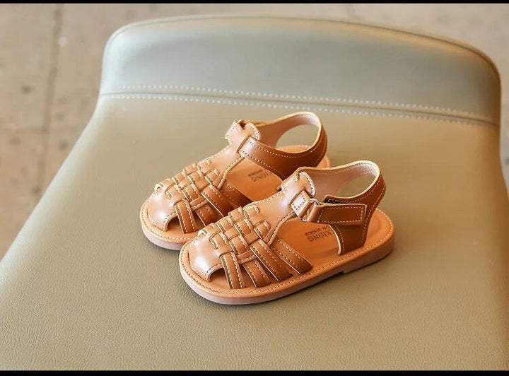 Woven Children's Sandals, Lightweight Breathable Design, Anti-Slip Sole, Adjustable Velcro Closure, Size 21-29 2