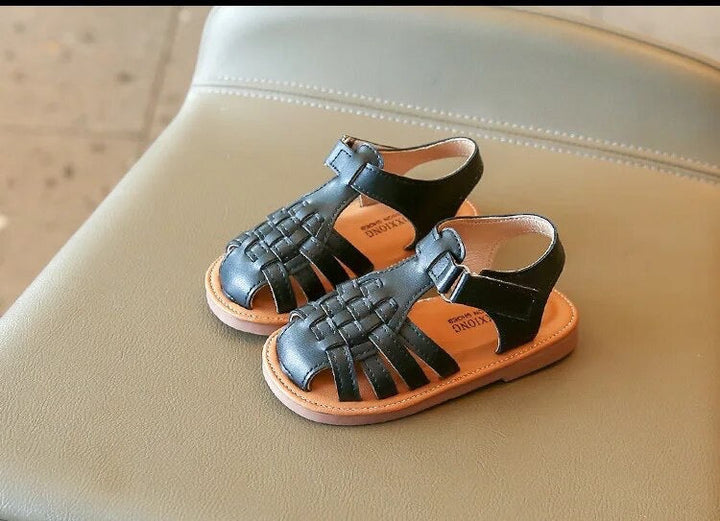 Woven Children's Sandals, Lightweight Breathable Design, Anti-Slip Sole, Adjustable Velcro Closure, Size 21-29 3