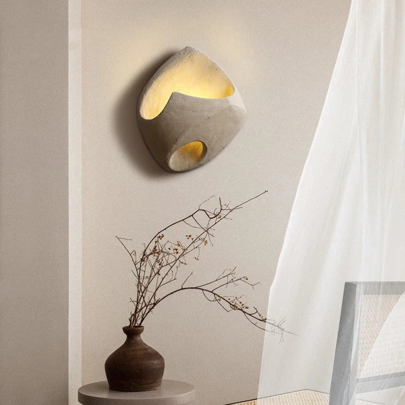 ZenGlow – Wabi-Sabi Cement Wall Sconce with Soft LED Light for Tranquil Interiors 4