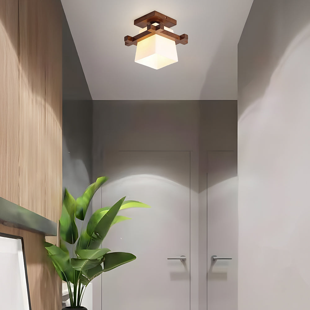 ZenithLight | Elegant Minimalist Wooden Flush Mount Ceiling Light Fixture 0