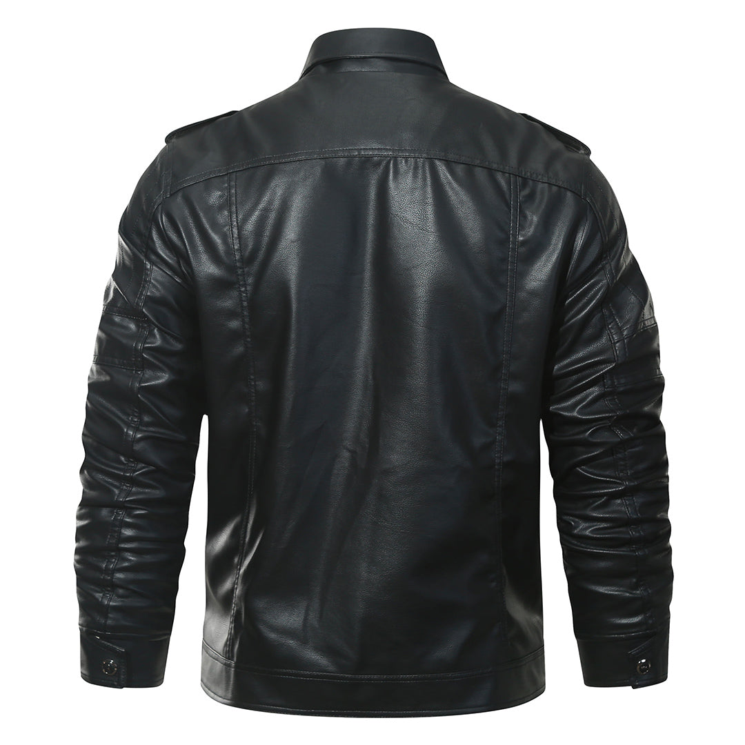 Made Gents | LEATHER (PU) FLEECE BIKER| JACKET